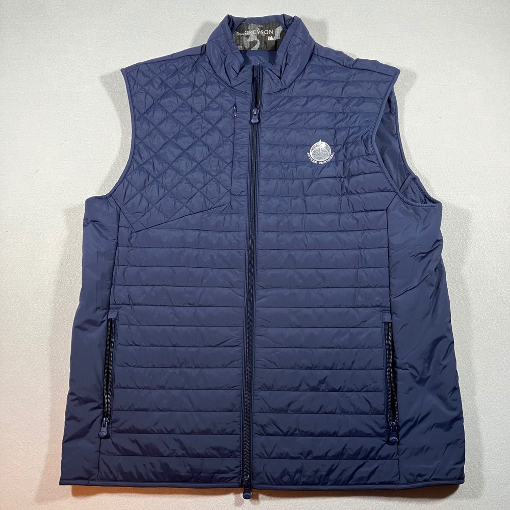 Greyson Yukon Hybrid Vest Men Large Blue Full Zip Puffer Quilted Golf Activewear